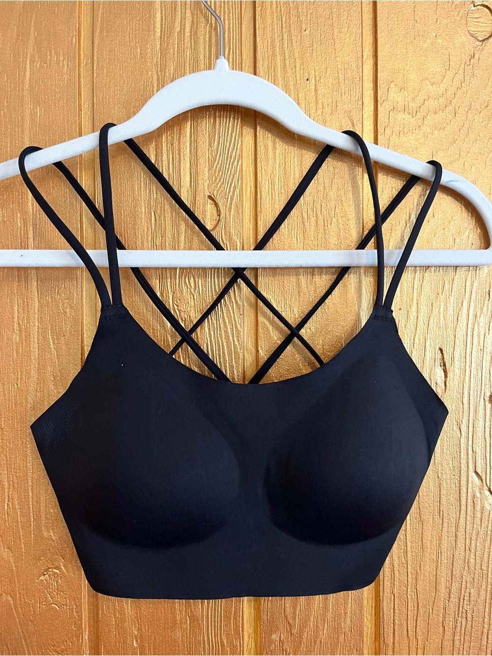 aerie Black Strappy Seamless Sports Bra
